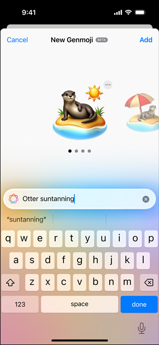 Screen showing a Genmoji
