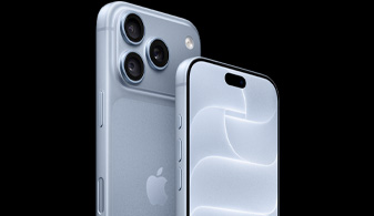 iPhone 18 Pro in Black, front-facing, showcasing two people with face tracking feature, demonstrates the Center stage front camera feature