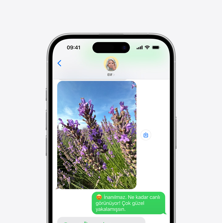 iPhone 16 ekranı bir kısa mesaj gösteriyor