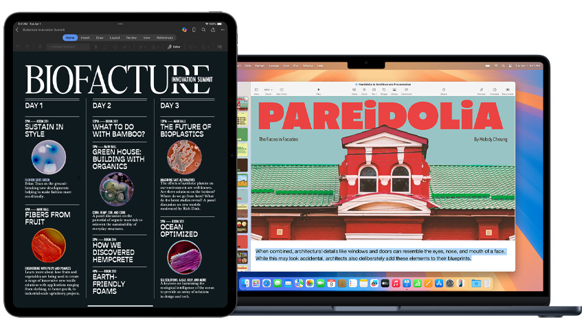 iPad 和 MacBook 螢幕上顯示不同的學校作業。