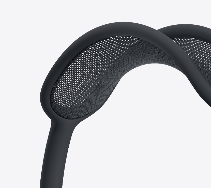 AirPods Max 2 Kopfhörer, Farbe Mitternacht, Detailansicht des Kopfbügels mit Netzgewebe