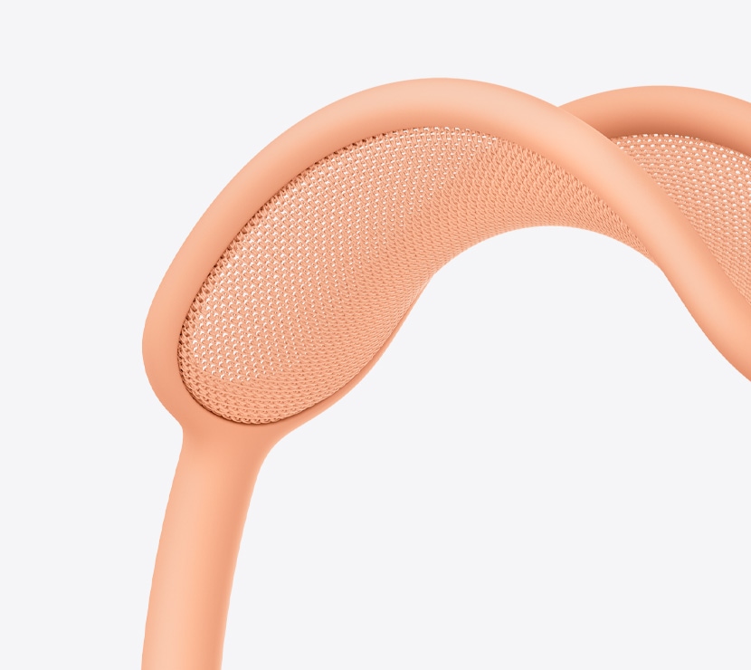 AirPods Max 2 Kopfhörer, Farbe Orange, Detailansicht des Kopfbügels mit Netzgewebe