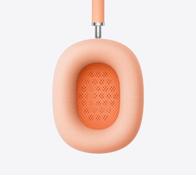 AirPods Max 2 Kopfhörer, Farbe Orange, Detailansicht des Innenbereichs des Ohrpolsters