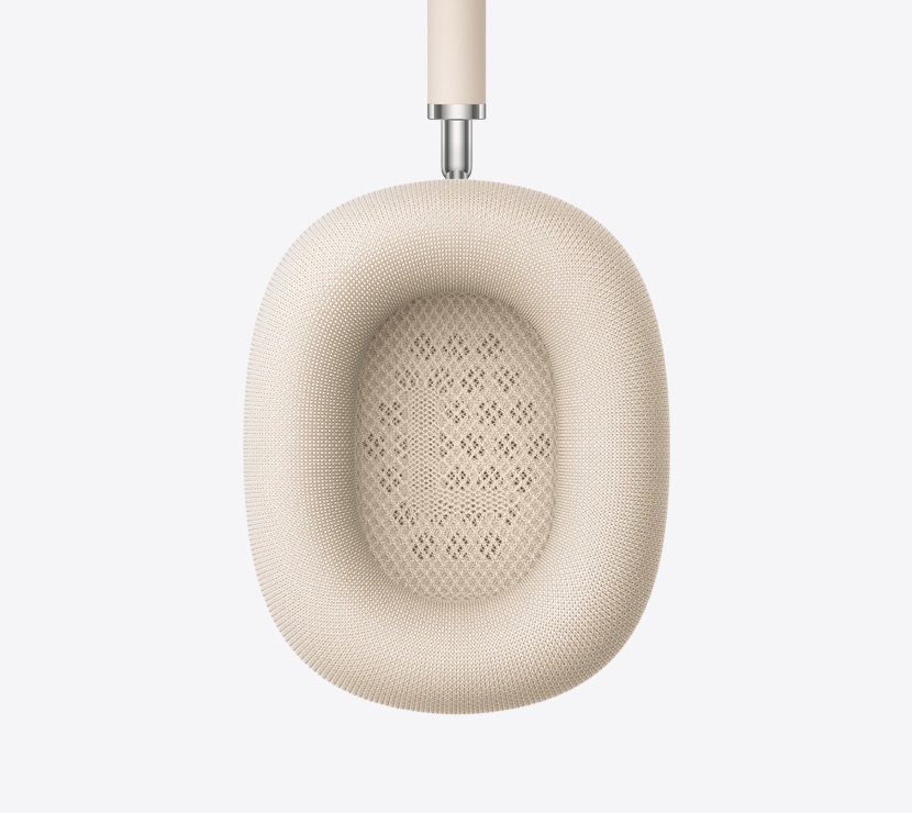 AirPods Max 2 Kopfhörer, Farbe Polarstern, Detailansicht des Innenbereichs des Ohrpolsters