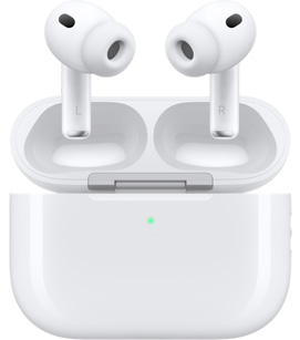 AirPods Pro 3 im geöffneten Ladecase, Vorderseite, Weiß