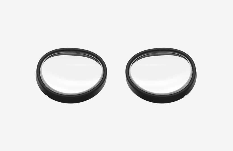 ZEISS Optical Inserts，鏡片為圓形，並配有黑色鏡框