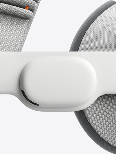 Apple Vision Pro 側面特寫，展示音訊帶