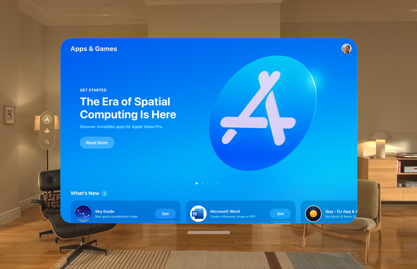 Apple Vision Pro 中顯示的 App Store 介面