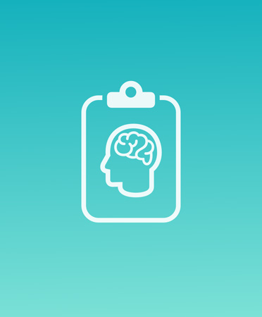 Ilustración de un cerebro humano en un portapapeles color blanco