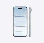 iPhone Air, pohled zepředu, blankytně modrá barva, uprostřed nahoře Dynamic Island, pohled z boku, velmi tenký profil, boční tlačítko, ovladač fotoaparátu