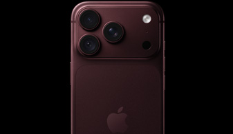 Rear exterior iPhone 18 Pro in Burgundy, featuring 48MP Main camera with variable aperture