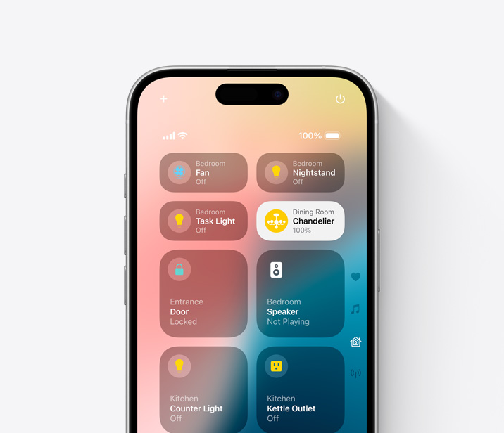iPhone 16 screen displaying control center