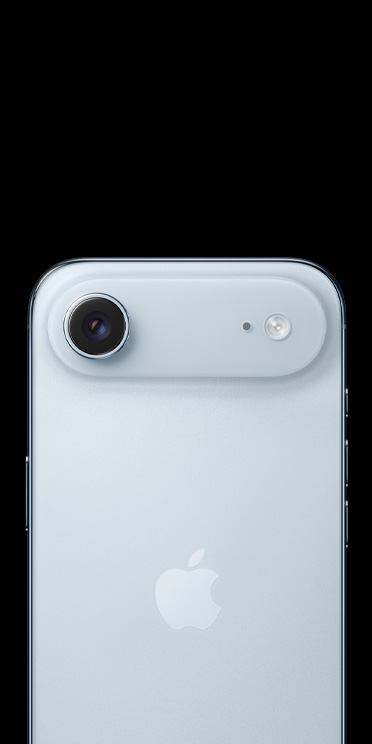 iPhone Air in Himmelblau, Rückseite mit Fusion Kamera-System, 2‑in‑1 Objektiv, LiDAR, Blitz und Mikrofon