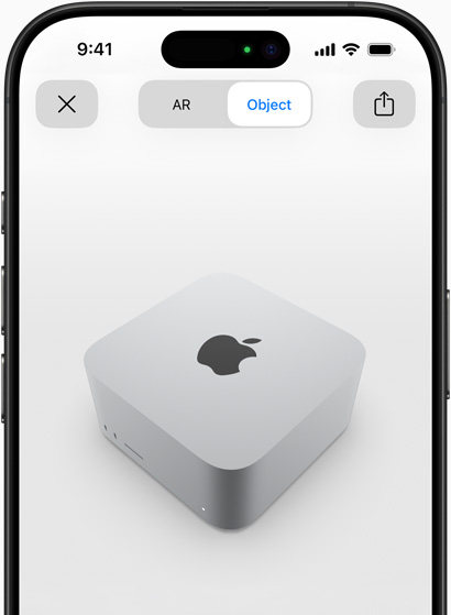 Náhled Macu Studio v rozšířené realitě na iPhonu