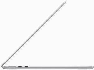 Vista lateral de una MacBook Air color plata