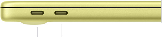 MacBook Neo de 13 pulgadas con chip A18 Pro, cerrada, lado izquierdo, con puertos USB 3 (USB-C) y USB 2 (USB-C)