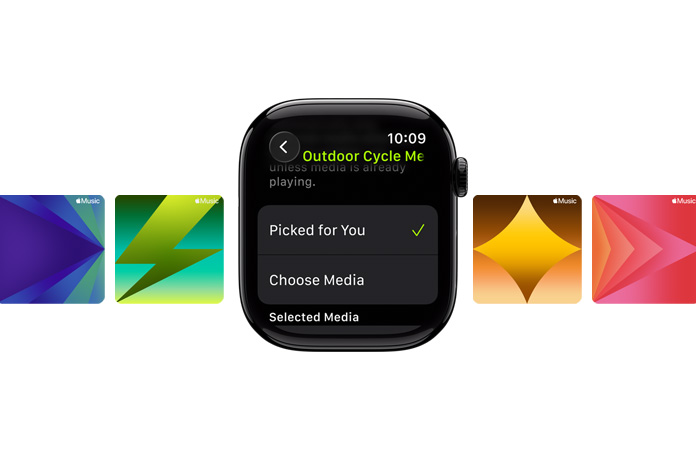 Peilimusta Apple Watch ilman ranneketta, kellotaulussa näkyy pieni läpikuultava kamerakuvake, joka ilmestyy näytölle älykkään pinon ehdotuksena ja avautuu sitten näyttämään Kameran laukaisin ‑widgetin