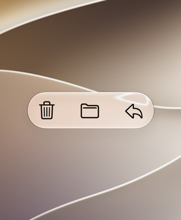 Mail app function buttons including Delete, Move, and Reply against a swirly gold background, high contrast makes them very legible