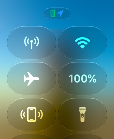 Screen showing Apple Watch Control Center