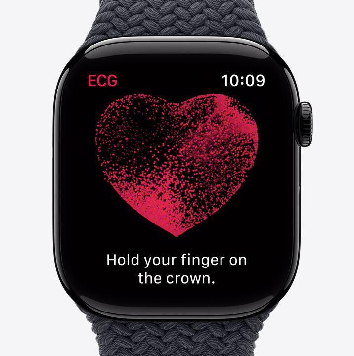 Das Display der EKG App auf der Apple Watch Series 10 zeigt eine Wellenform und einen Countdown Timer mit 24 Sek.